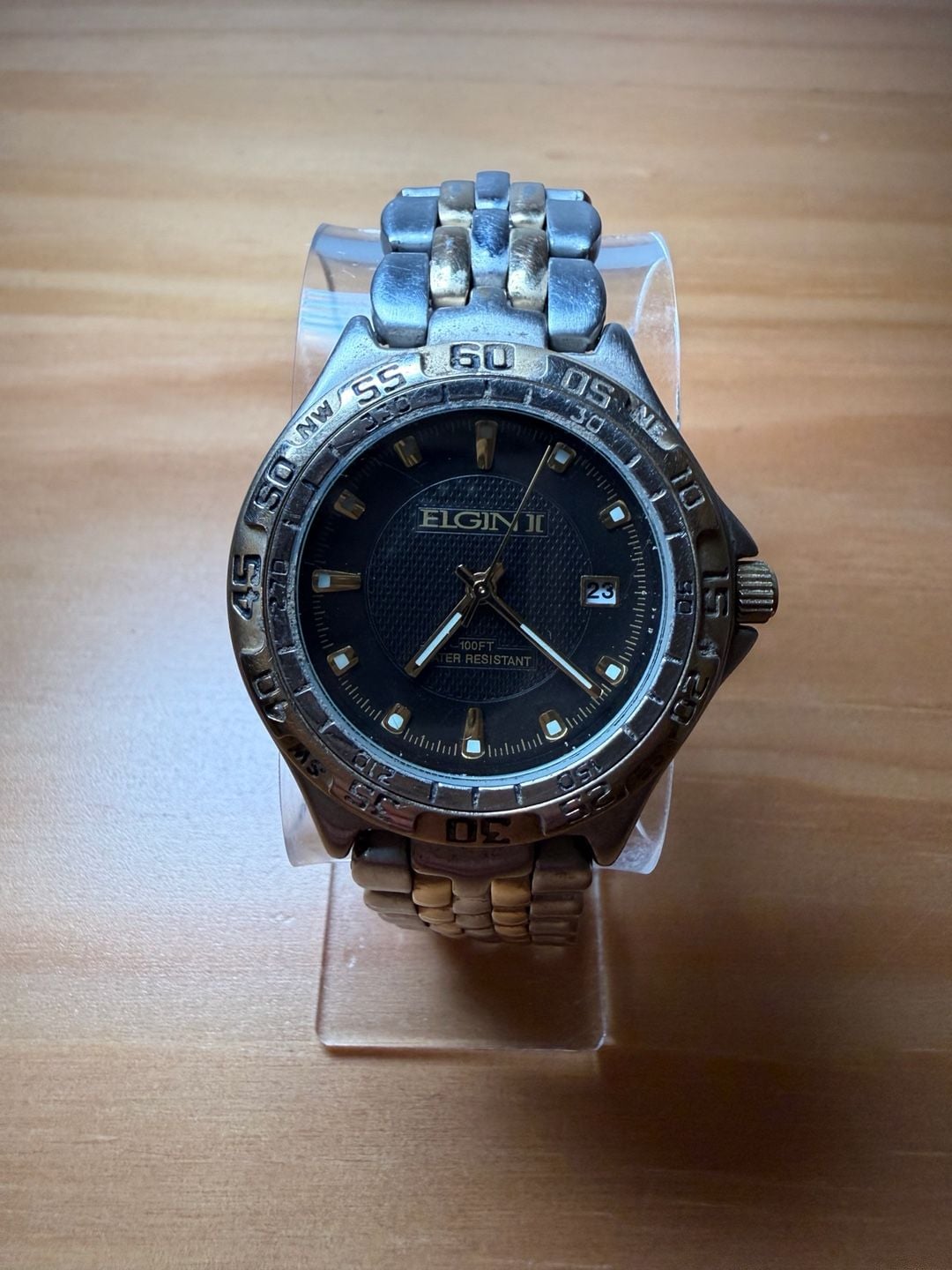 Elgin Ii Fct004 Quartz Mens Wristwatch TwoTone Stainless Steel
